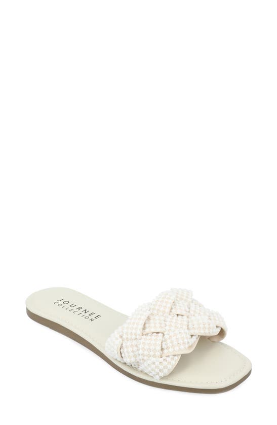 Journee Collection Railley Embellished Slide Sandal In Ivory
