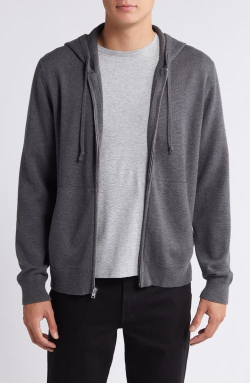 Shop Vince Modern Wool, Cotton & Cashmere Zip-up Hoodie Sweater In Medium Heather Grey