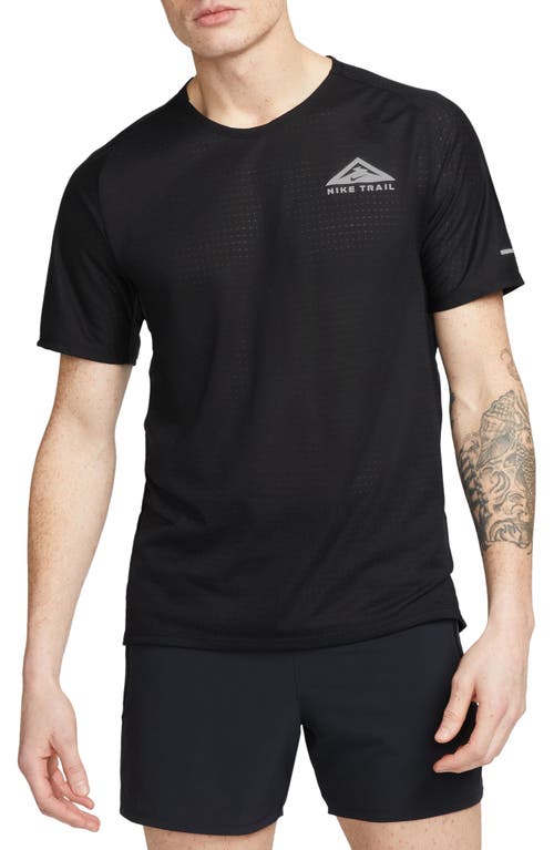 Nike Dri-fit Trail Solar Chase Performance T-shirt In Black/white