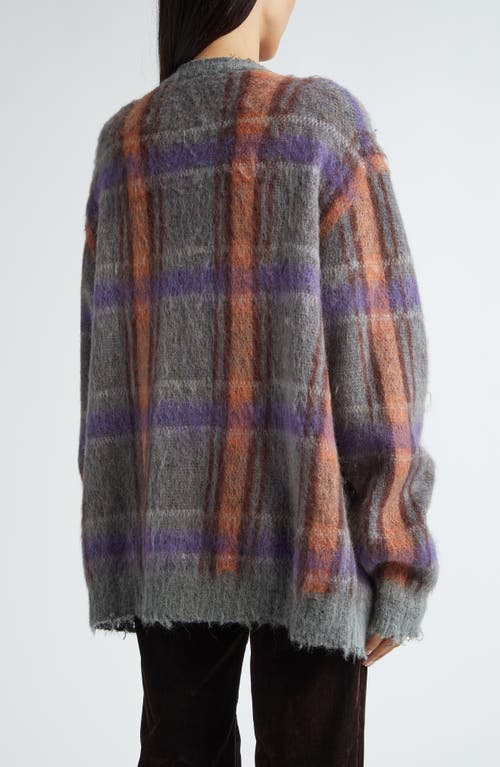 R13 Mohair Boyfriend Cardigan Multi Mohair Plaid In Brown//orange