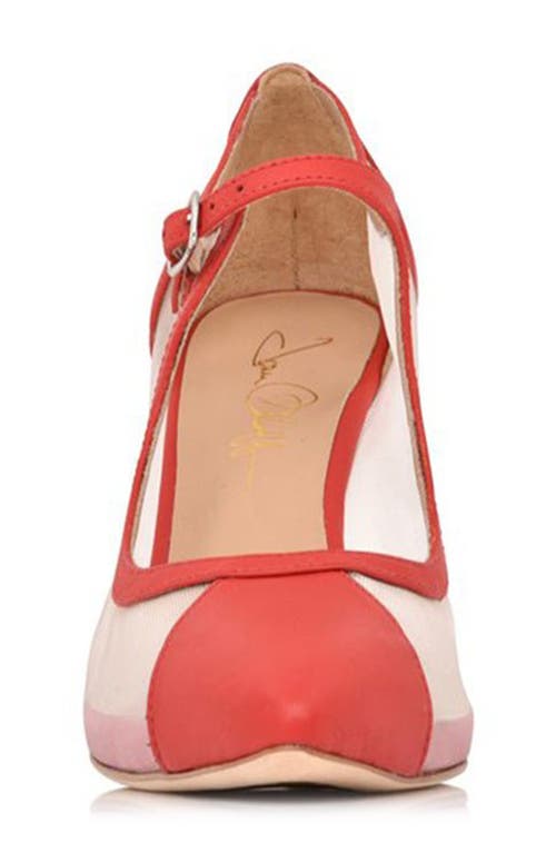 Joan Oloff Rebecca Mesh Pump In Red Hot Lux Nappa/mesh