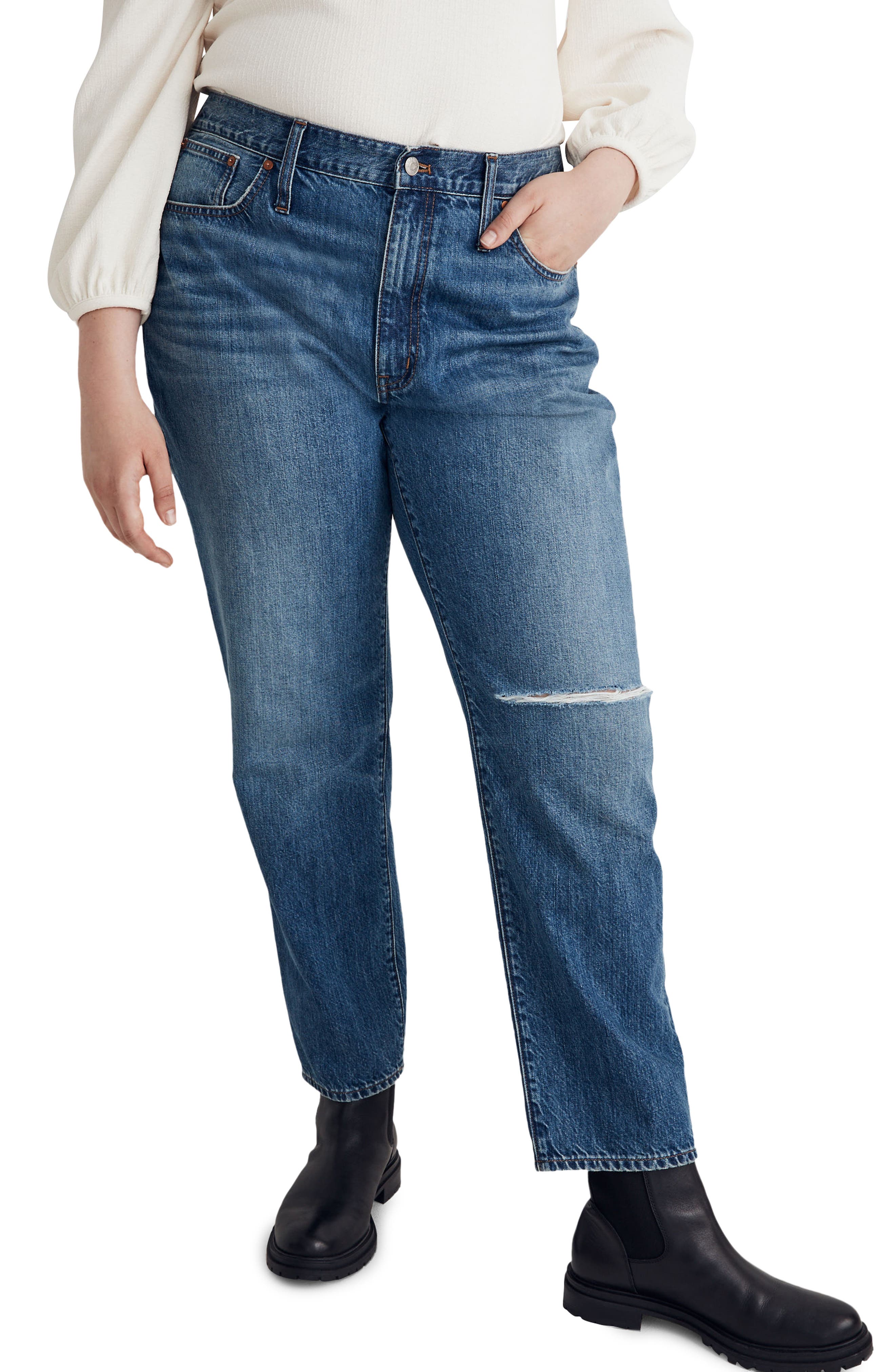 high waist boyfriend jeans