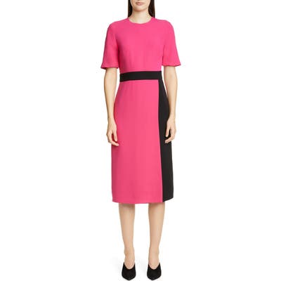 St. John Collection Heavy Silk Georgette Faux Wrap Dress, Pink