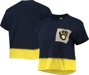 REFRIED APPAREL Women's Refried Apparel Navy Milwaukee Brewers Cropped T- Shirt
