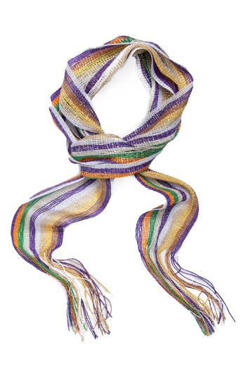 Saachi Stripe Shimmer Scarf In Yellow Multi