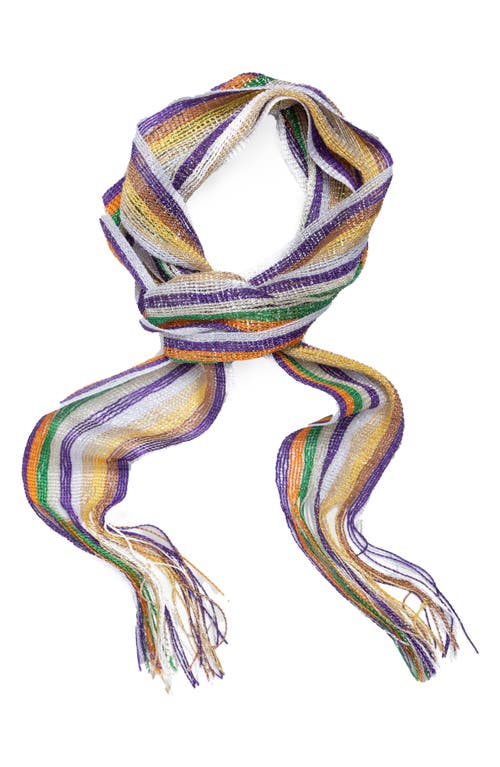 Saachi Stripe Shimmer Scarf In Yellow Multi