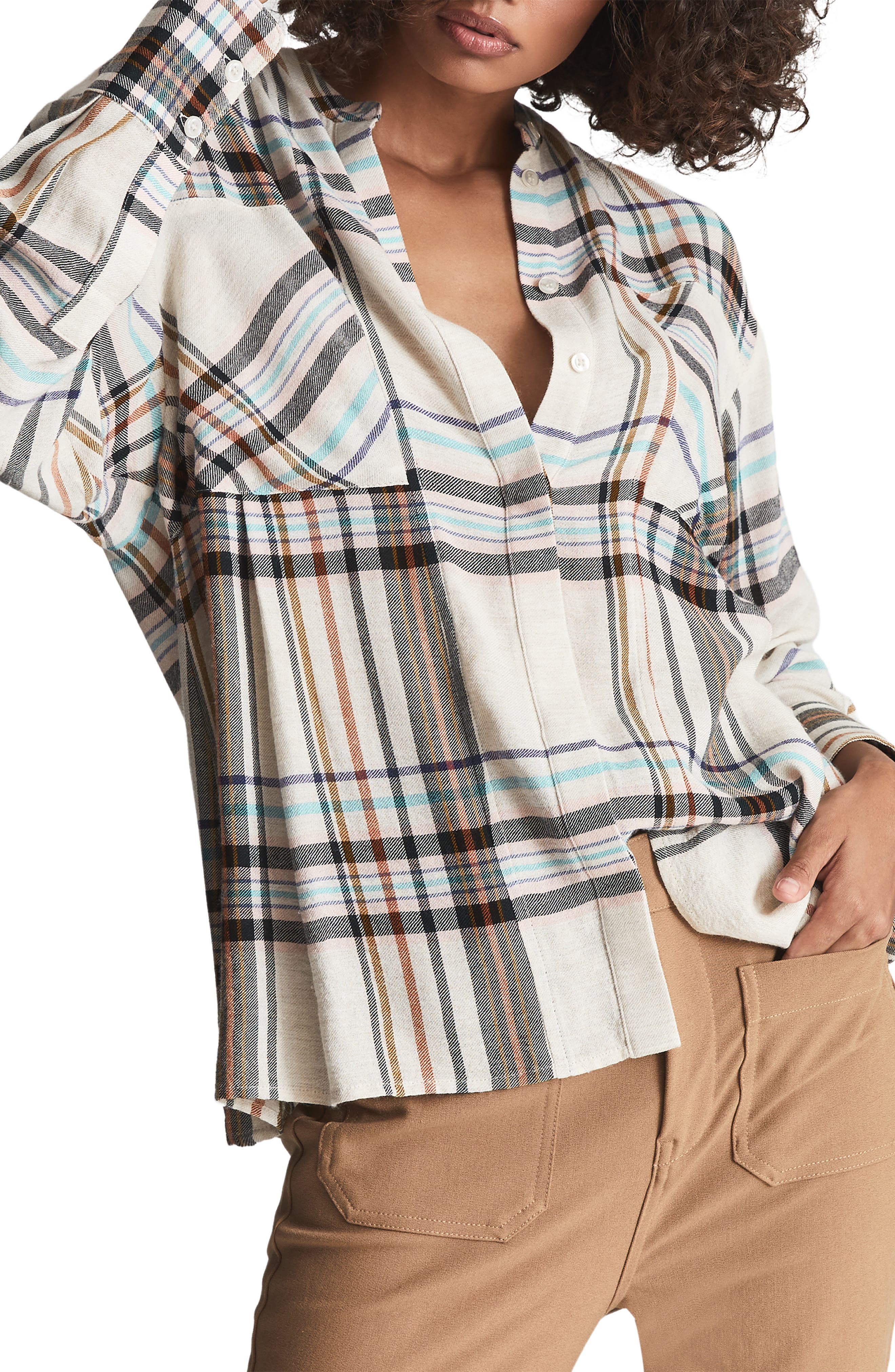 Reiss Amira Light Ground Check Shirt In 