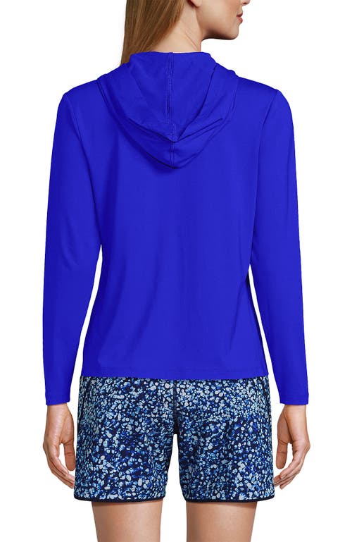 Shop Lands' End Hooded Full Zip Long Sleeve Rash Guard Upf 50 Cover-up In Electric Blue