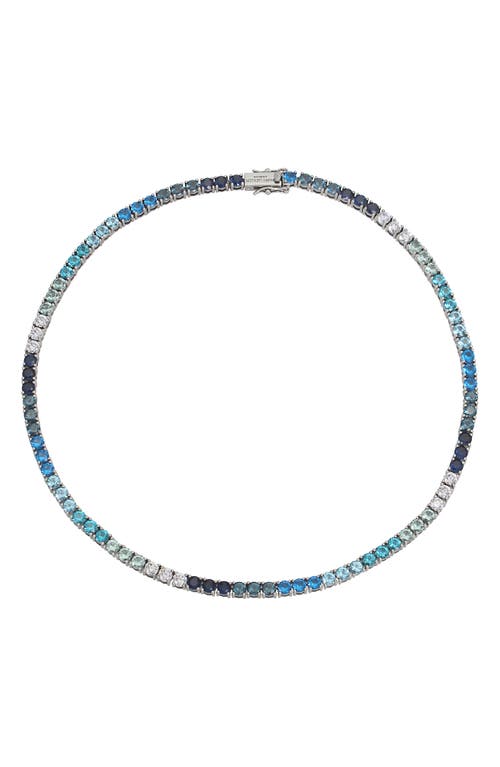 Rainbow Cubic Zirconia Tennis Collar Necklace in Blue