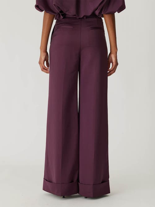 Shop Rebecca Taylor Techy Sateen Wide Leg Pant In Plum