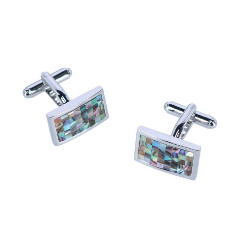 Shop Trafalgar Walken The Mother Of Pearl Cufflinks In Silver