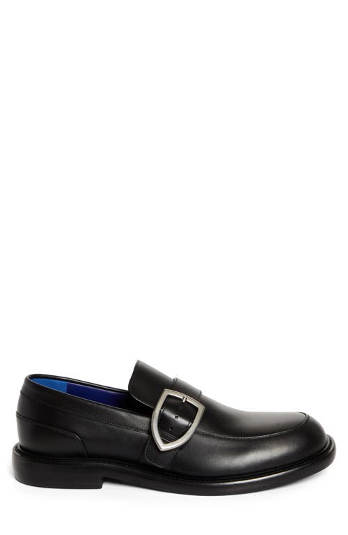 Shop Burberry Cobble Shield Buckle Loafer In Black