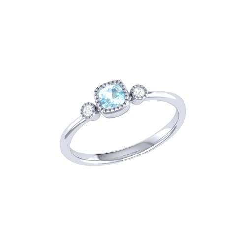 Shop Luvmyjewelry Cushion Cut Aquamarine & Diamond Birthstone Ring In White Gold