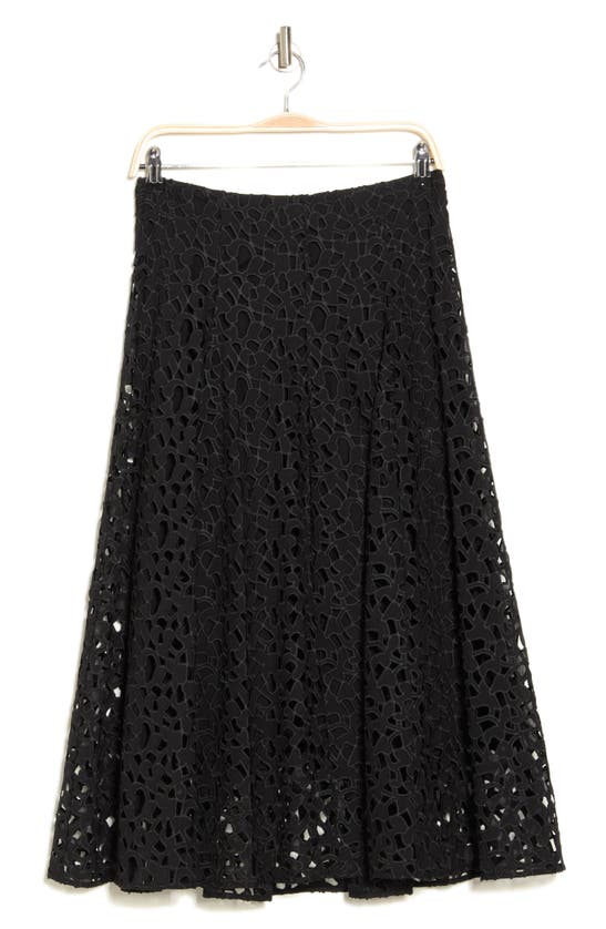 Shop Vince Floral Cotton Eyelet Skirt In Black