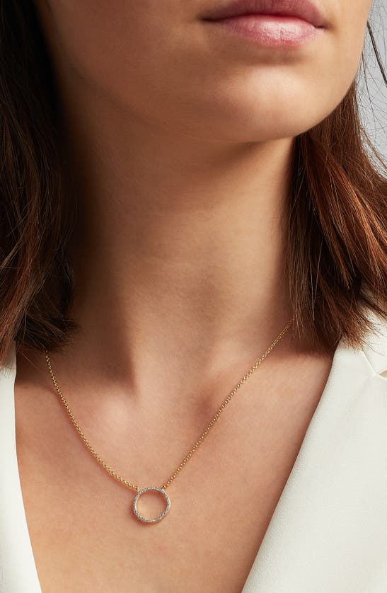 Monica Vinader Riva Circle Diamond Pendant Necklace In Yellow Gold/ Diamond