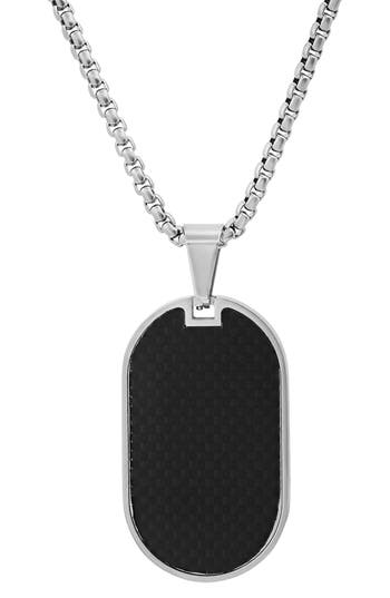 Shop Hmy Jewelry Black Dog Tag Pendant Necklace In Black/metallic