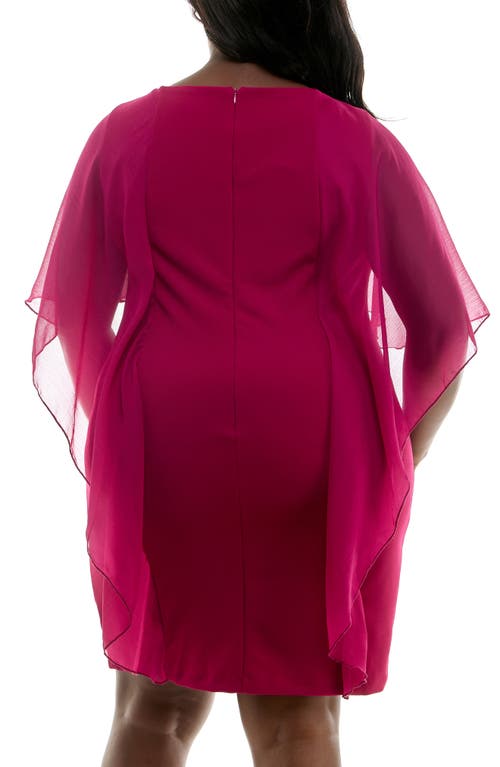 Nina Leonard Popover Chiffon Sheath Dress In Sangria