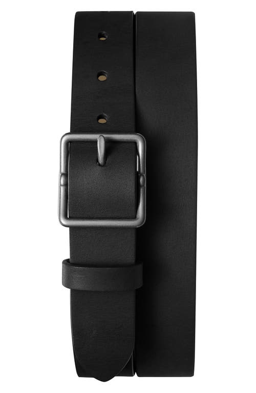 Center Bar Buckle Leather Belt in Black