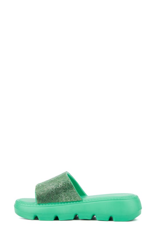 Shop Olivia Miller Glitter Gaze Platform Slide Sandal In Green