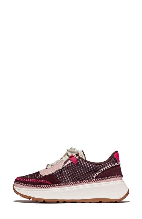 Fitflop F-mode Knit Panel Platform Sneaker In Deep Maroon Mix