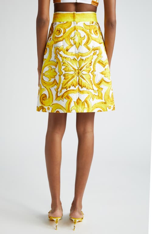 Shop Dolce & Gabbana Dolce&gabbana Majolica Print Brocade Skirt In Hg3tn Mix Maiolica Giallo