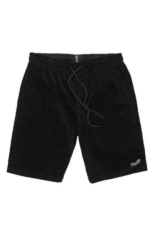Outer Spaced Stretch Cotton Corduroy Shorts in Black Combo