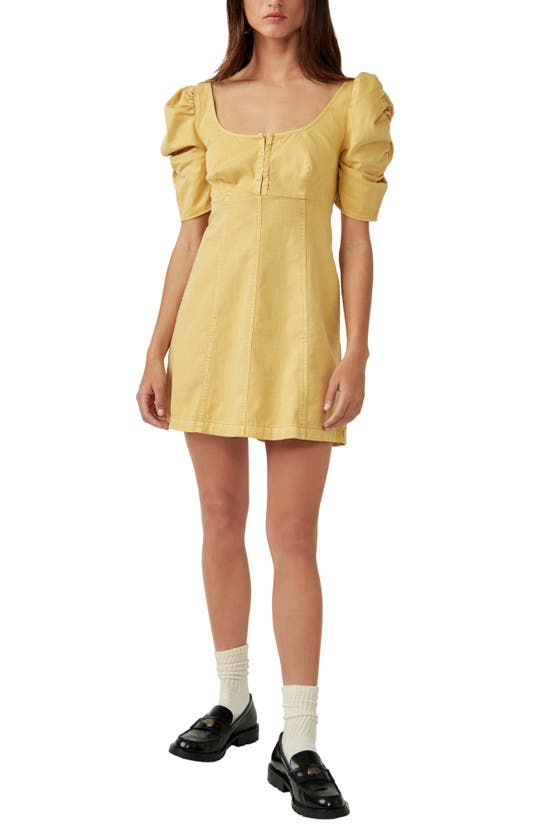 Free People Cheyenne Denim Minidress In Sand Dune