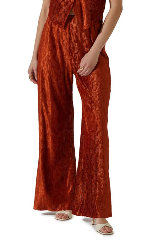 Shop Astr The Label Plissé Wide Leg Pants In Rust