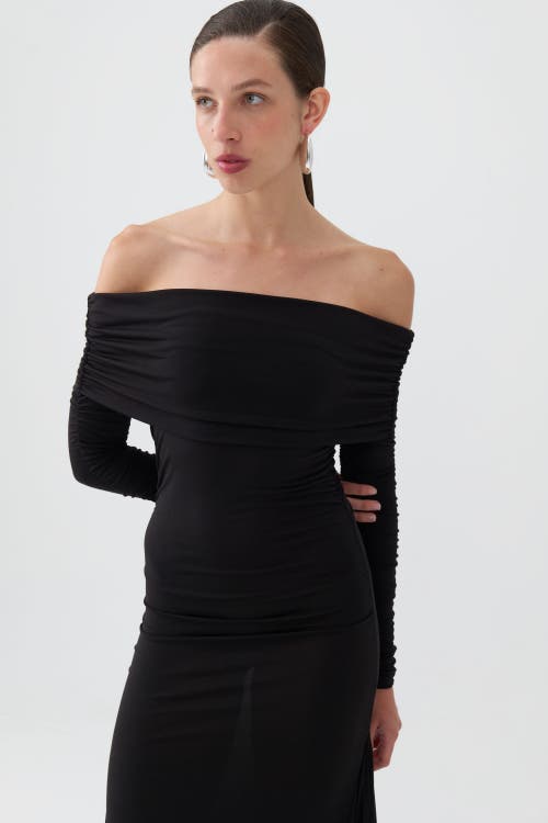 Shop Nocturne Off-the-shoulder Maxi Dress In Black