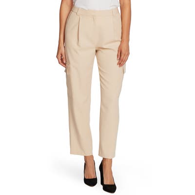 Vince Camuto Cargo Detail Textured Twill Pants, Beige