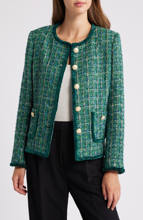 Tahari ASL Bouclé Jacket in Juniper Multi 