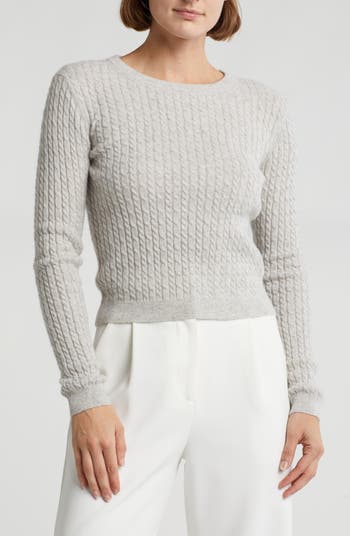 Cable Knit Crop Cashmere Sweater