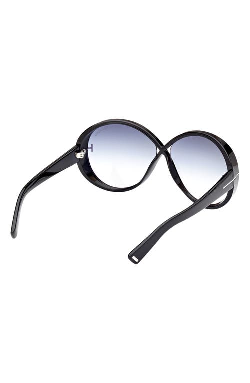 Shop Tom Ford Edie 64mm Oversize Round Sunglasses In Shiny Black/turquoise Sand