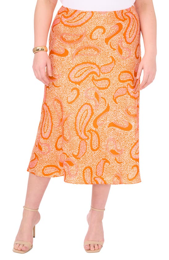 Shop 1.state Print Midi Skirt In Russet Orange