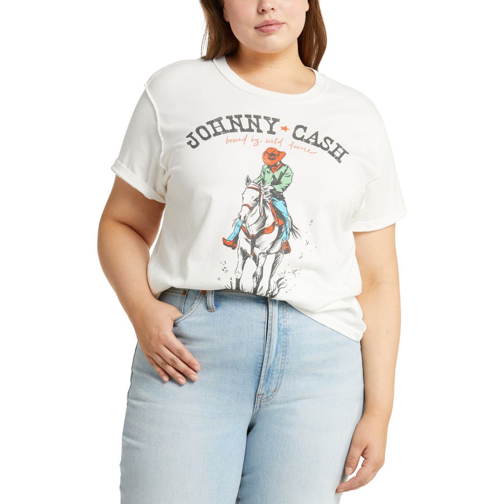 Daydreamer Johnny Cash Graphic Tee In Vintage Grey/white