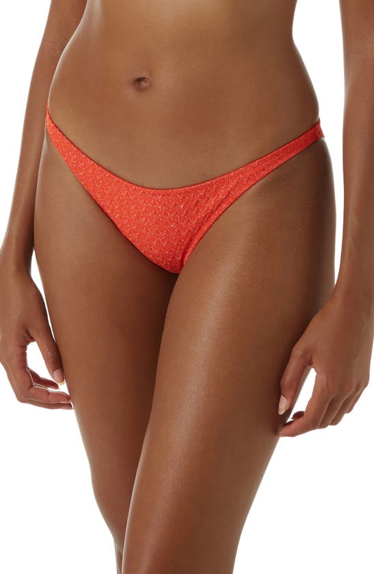 Shop Melissa Odabash Alba Hipster Bikini Bottoms In Apricot Zigzag