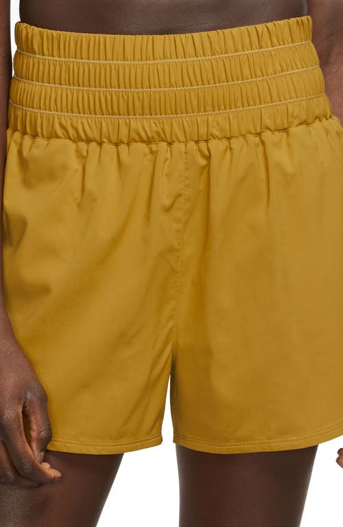 Nike Dri-fit Ultrahigh Waist 3-inch Brief Lined Shorts In Bronzine/reflective Silver