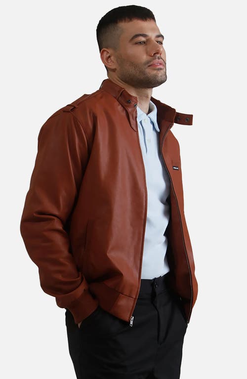 Shop Members Only Faux Leather Iconic Racer Jacket In Cognac