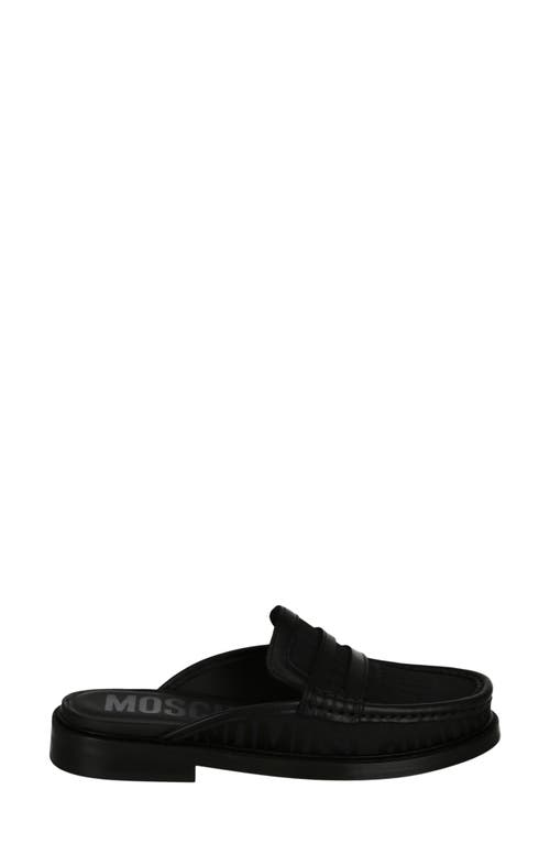Moschino Logo Jacquard Loafer Mules In Black