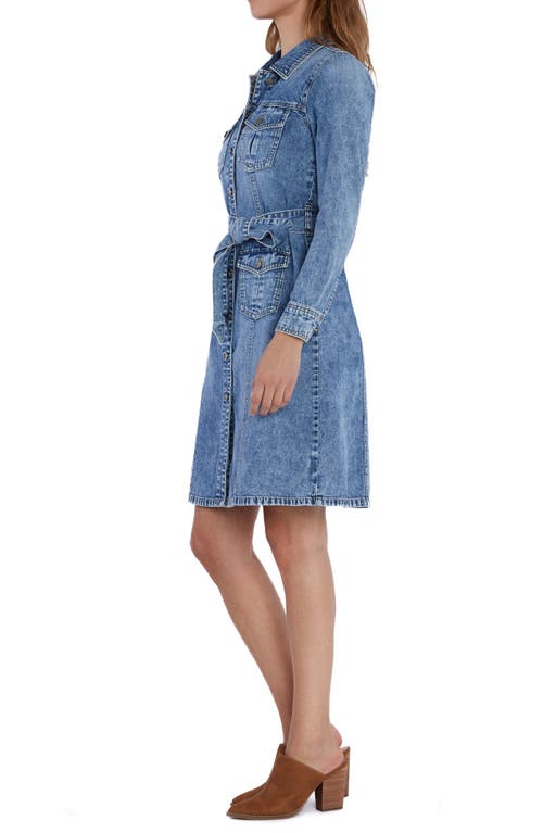Wash Lab Denim Eleanor Belted Denim Shirtdress In Clear Blue