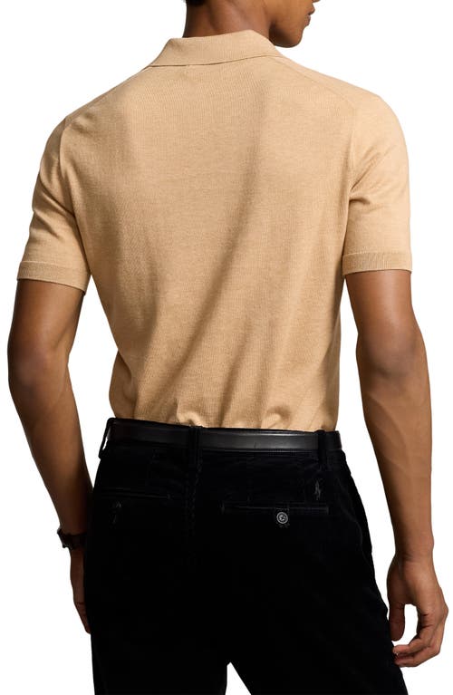 Shop Polo Ralph Lauren Cotton Polo In Camel Melange