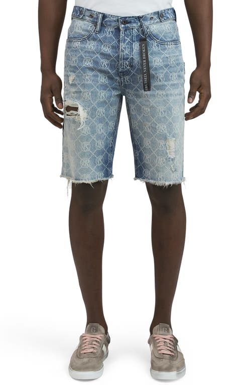 Shop Prps Ueda Distressed Denim Bermuda Shorts In Lt.indigo