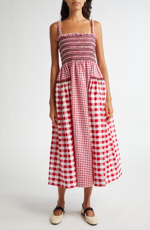 Shop Molly Goddard Jacob Smocked Gingham Sundress In Red