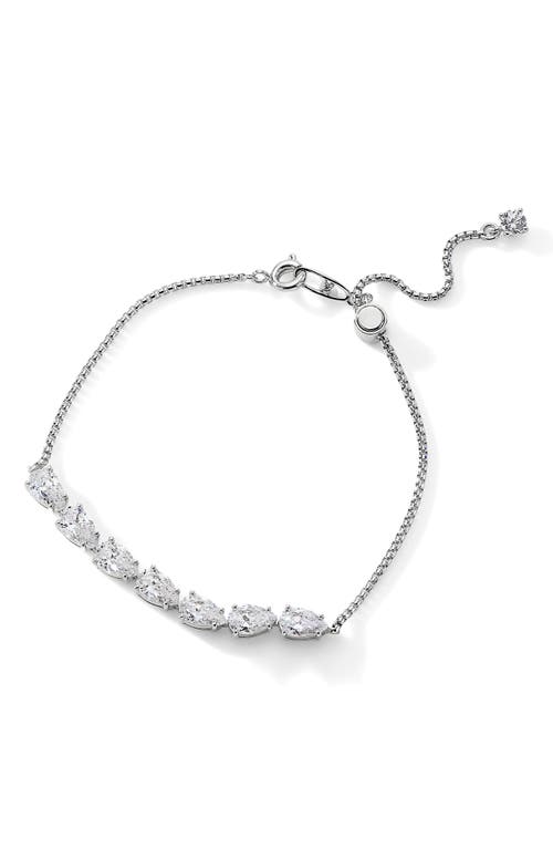 Nadri Pear Cut Cubic Zirconia Bolo Bracelet in Rhodium at Nordstrom