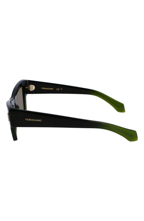 Shop Ferragamo Rivets 53mm Modified Rectangular Sunglasses In Transparent Dark Green