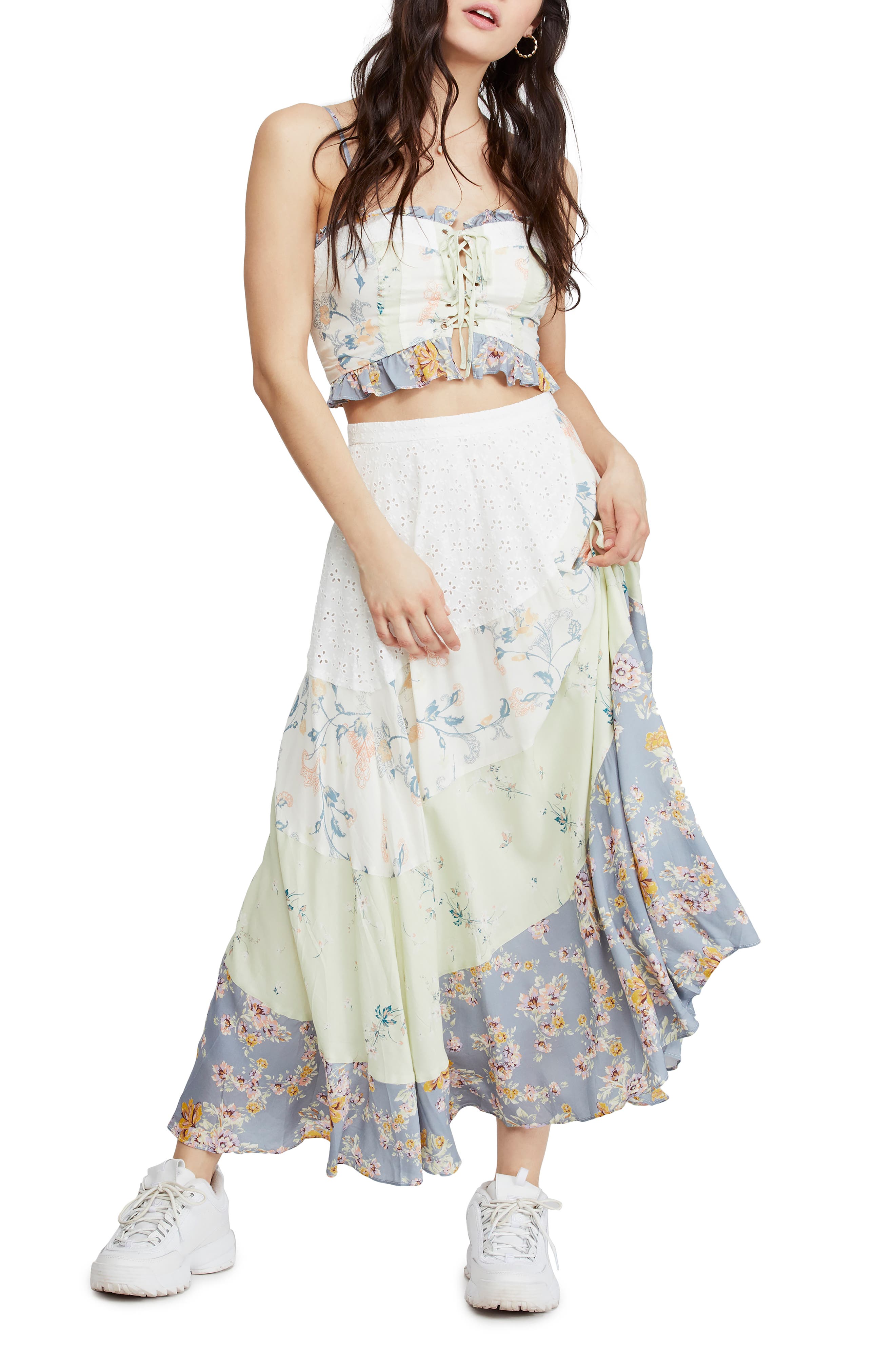 Free People In The Flowers Two-Piece Lace-Up Bodice Dress, Blue