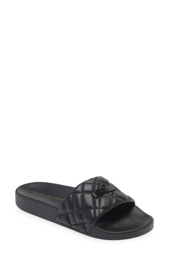 Kurt Geiger Womens Black Meena Eagle-embellished Faux-leather Flat Sandals In Black