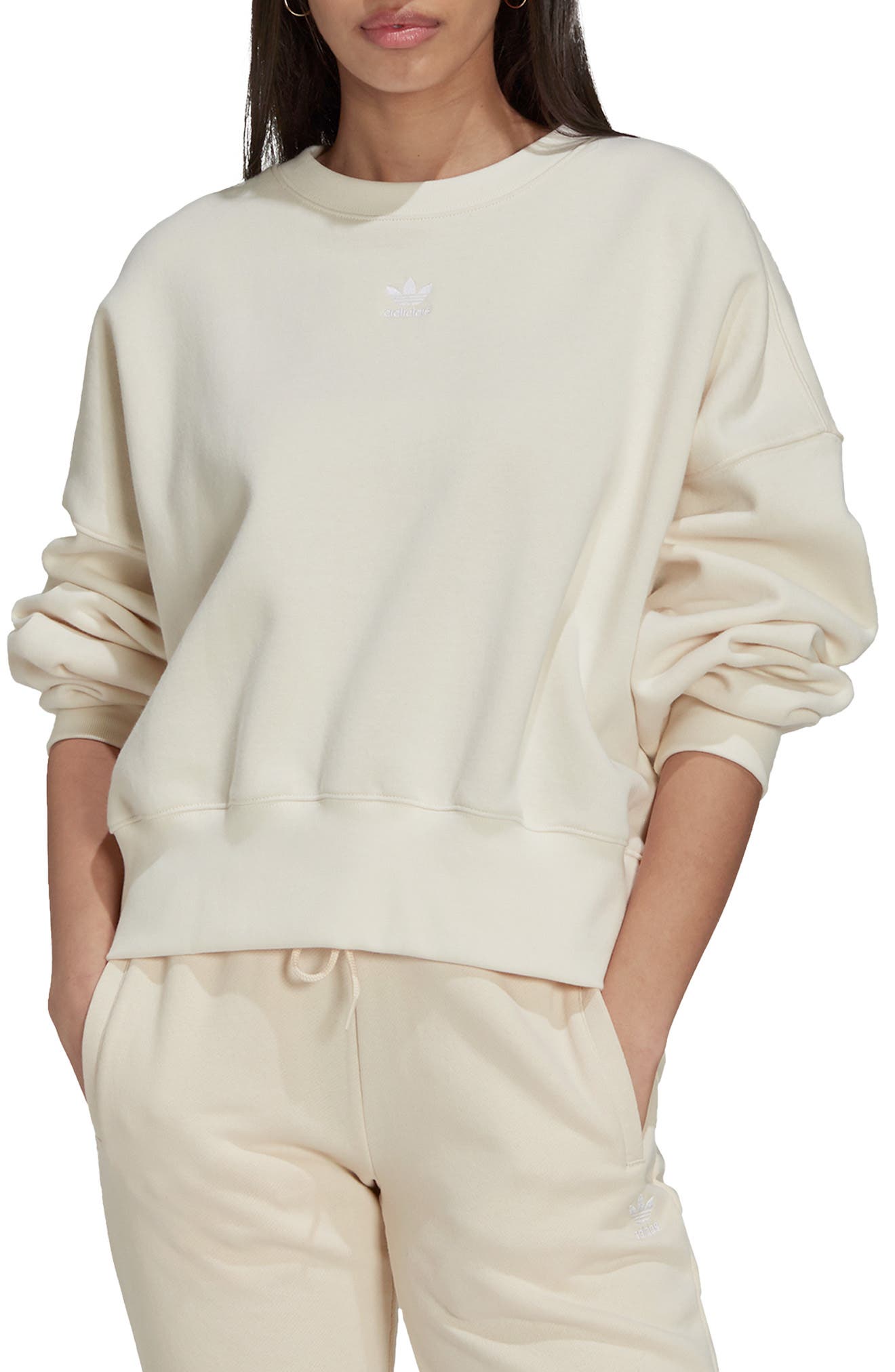 adidas originals new neutrals logo sweatshirt in beige