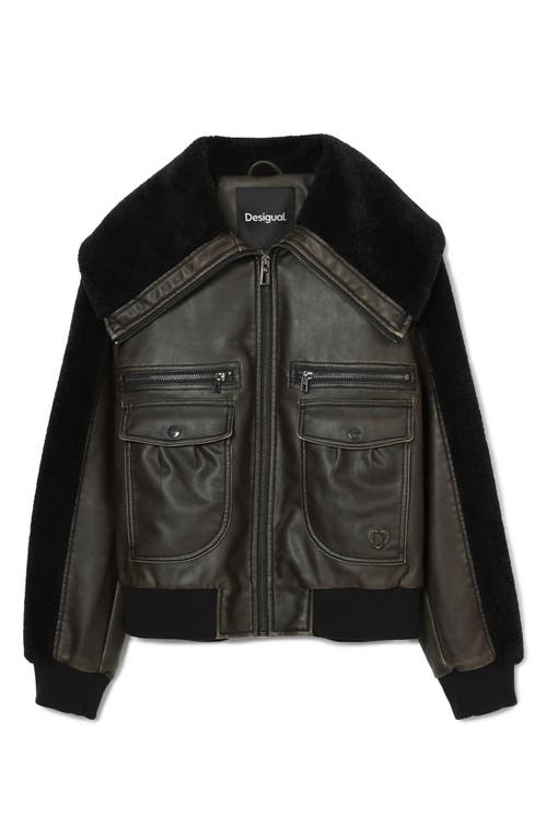 Shop Desigual Florencia Faux Shearling Jacket In Black