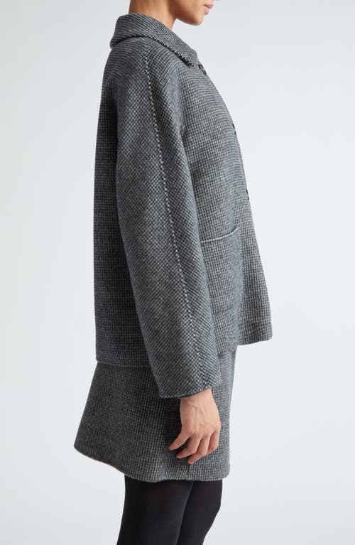 Shop Max Mara Sorriso Check Wool Blend Short Coat In Medium Grey